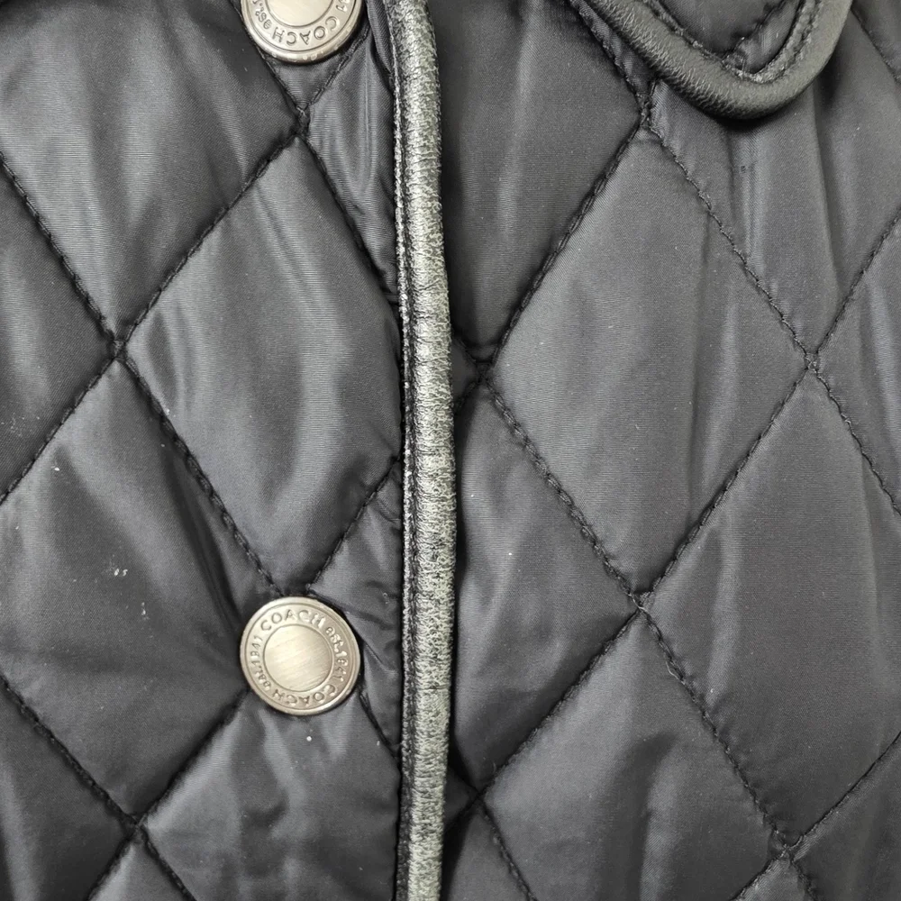Coach Black Quilted Barn Jacket with Leather Trim | Women's S